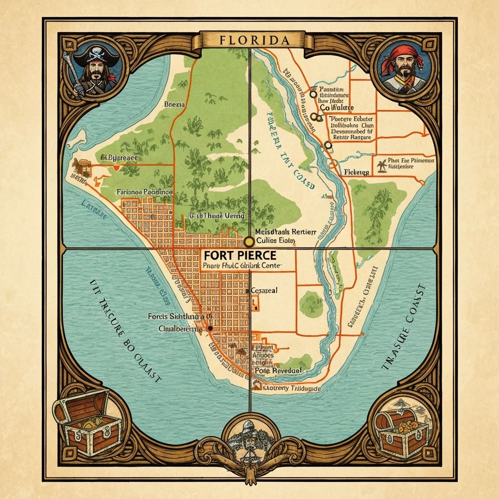 Junk removal service area map showing Fort Pierce, St. Lucie County, Port St. Lucie, Vero Beach, and Treasure Coast coverage